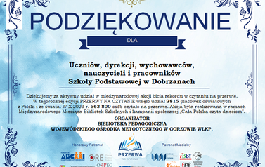 podziekowania przerwa