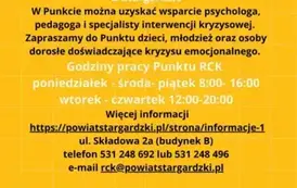 Szanowni Państwo przypominamy, że Powiat Stargardzki nadal prowadzi Punkt Regionalnego Centrum Kryzysowego w Stargardzie. W Punkcie można uzyskać wsparcie psychologa, pedagoga i specjalisty interw(2)